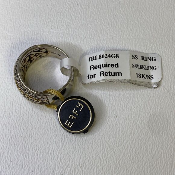 Effy 925 Silver & 18k Yellow Gold Wide Band Ring Size 6.5 - Picture 8 of 16